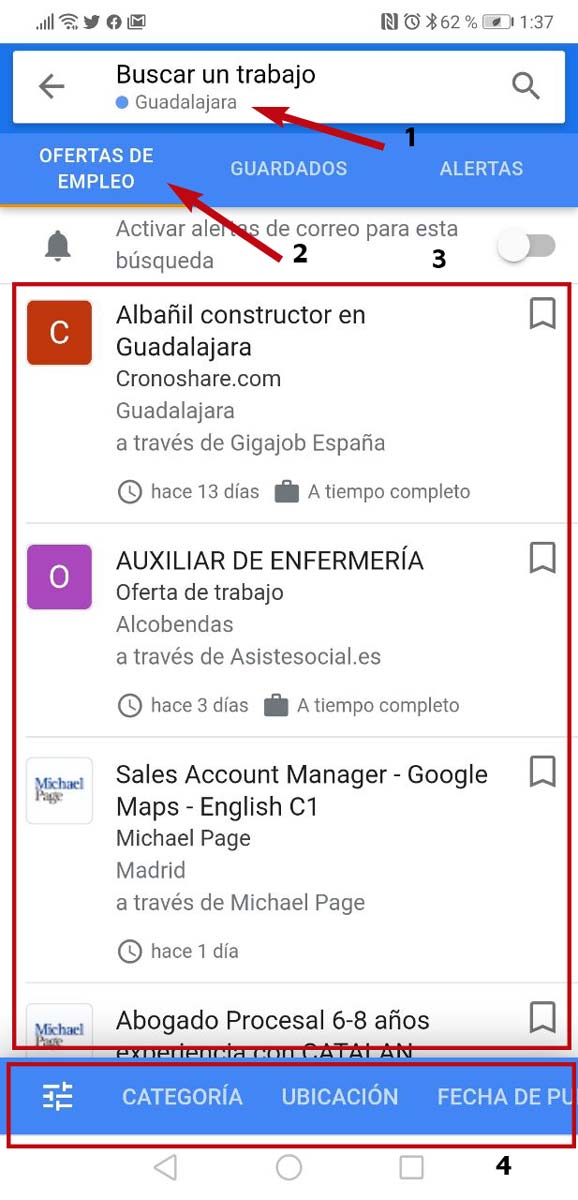 Buscador de trabajo de Google