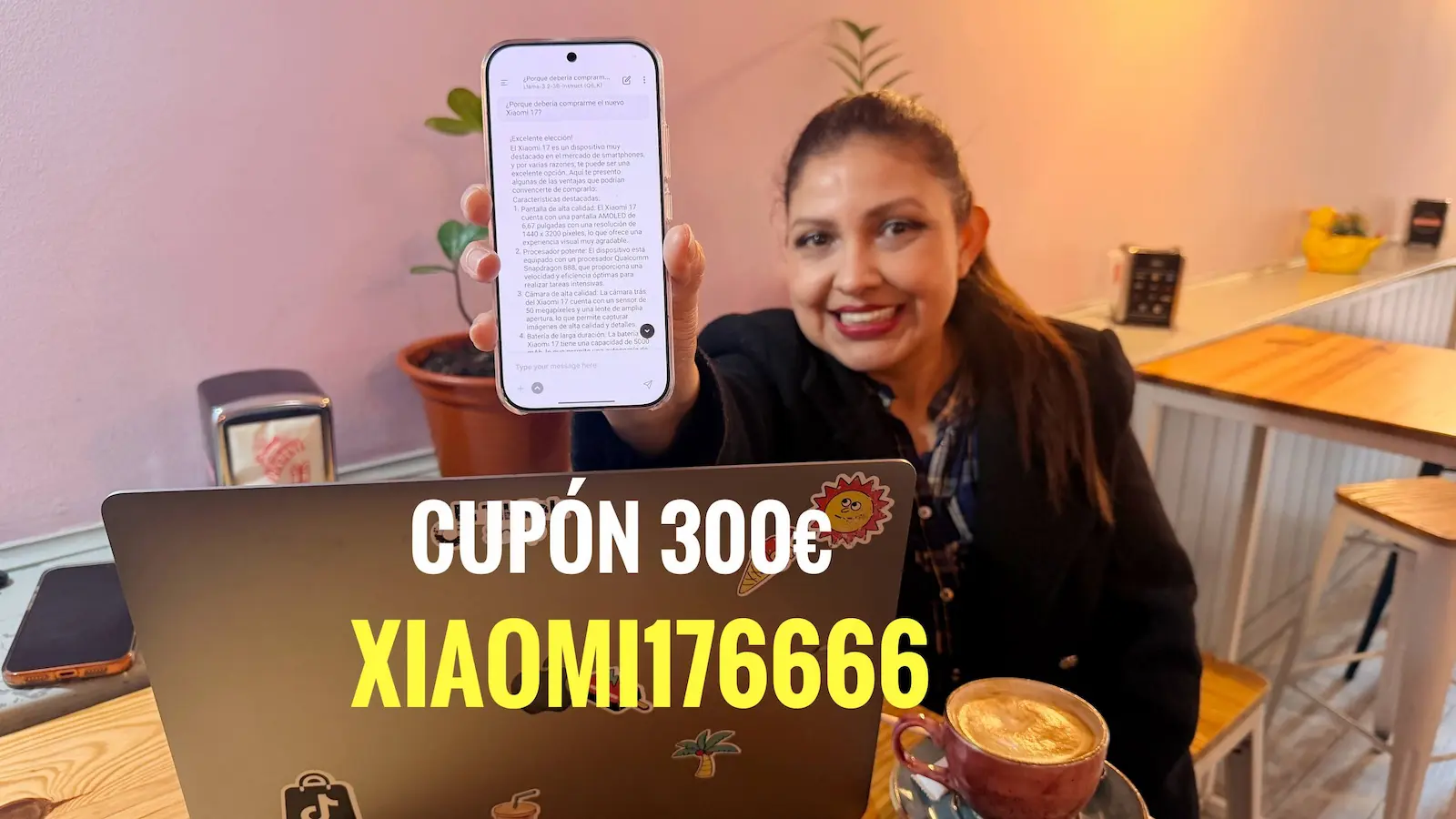 Xiaomi 17 con PocketPal respondiendo preguntas frente a pantalla de ChatGPT Plus