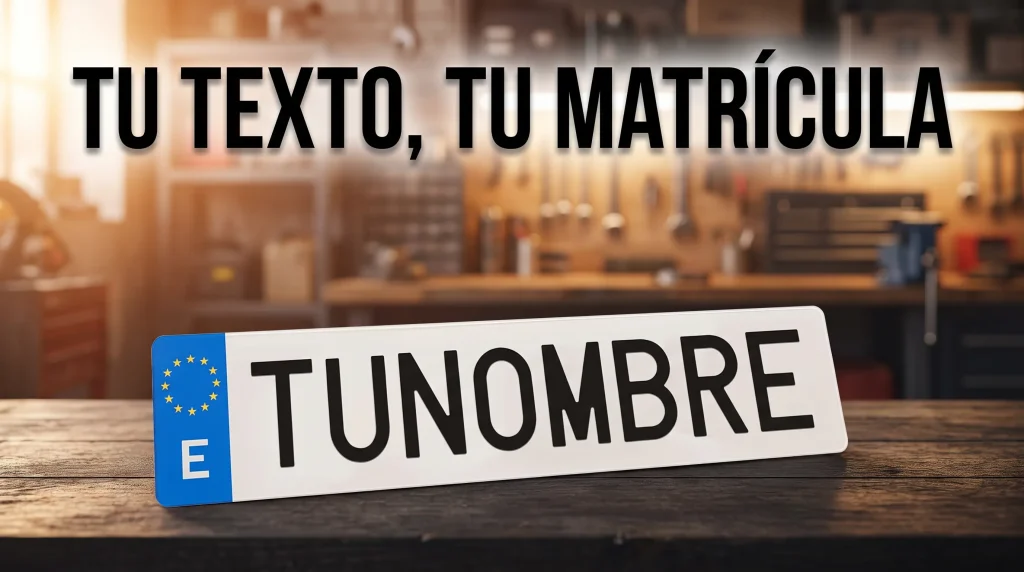 Matrícula decorativa personalizada con escudo de España y bandera europea